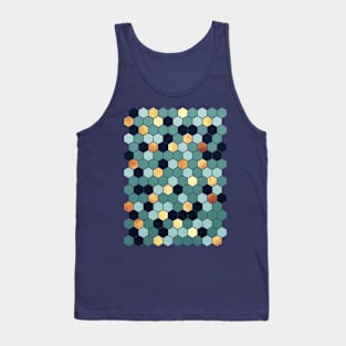 Teal and Gold Hexagon Pattern Tank Top